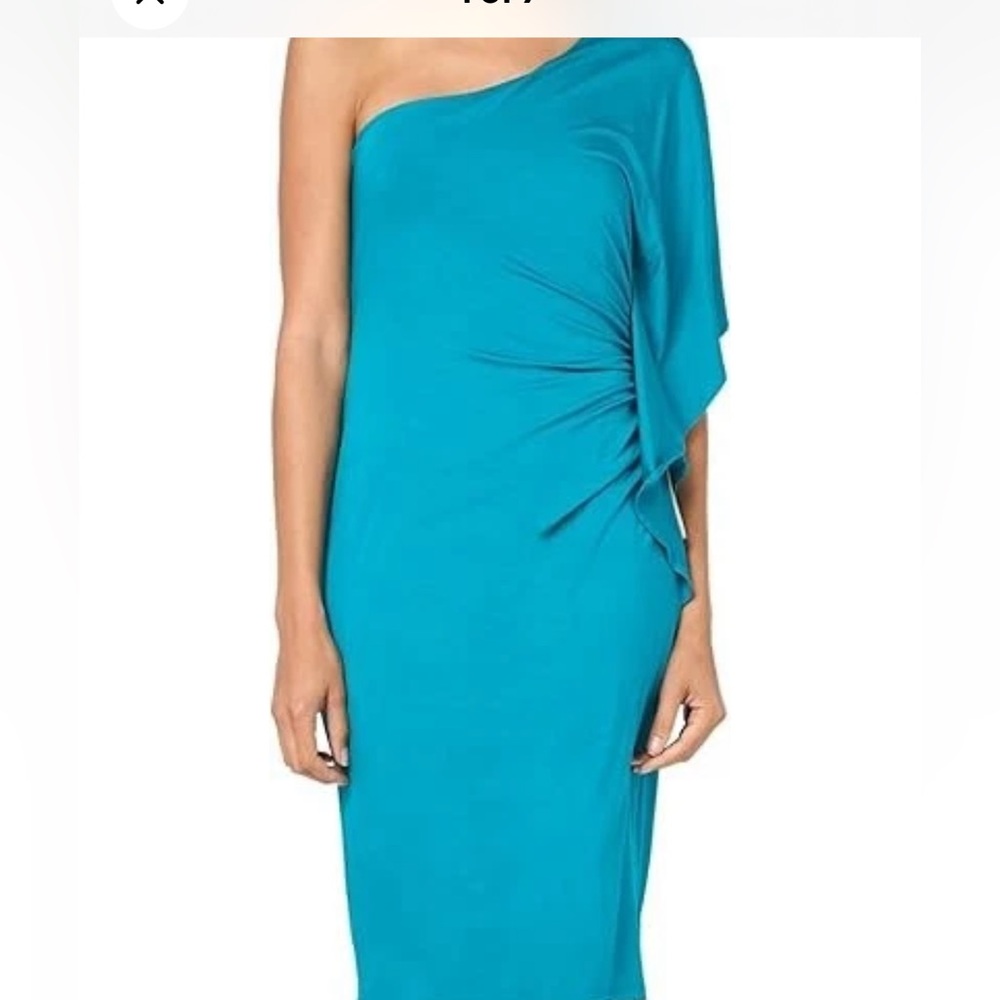 Trina Turk NWT Blue Asymmetrical Ruched Cocktail Dress
